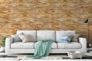 Holzwand im Wohnzimmer