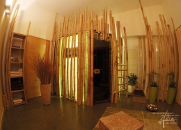 Sauna mit Bambusgestaltung